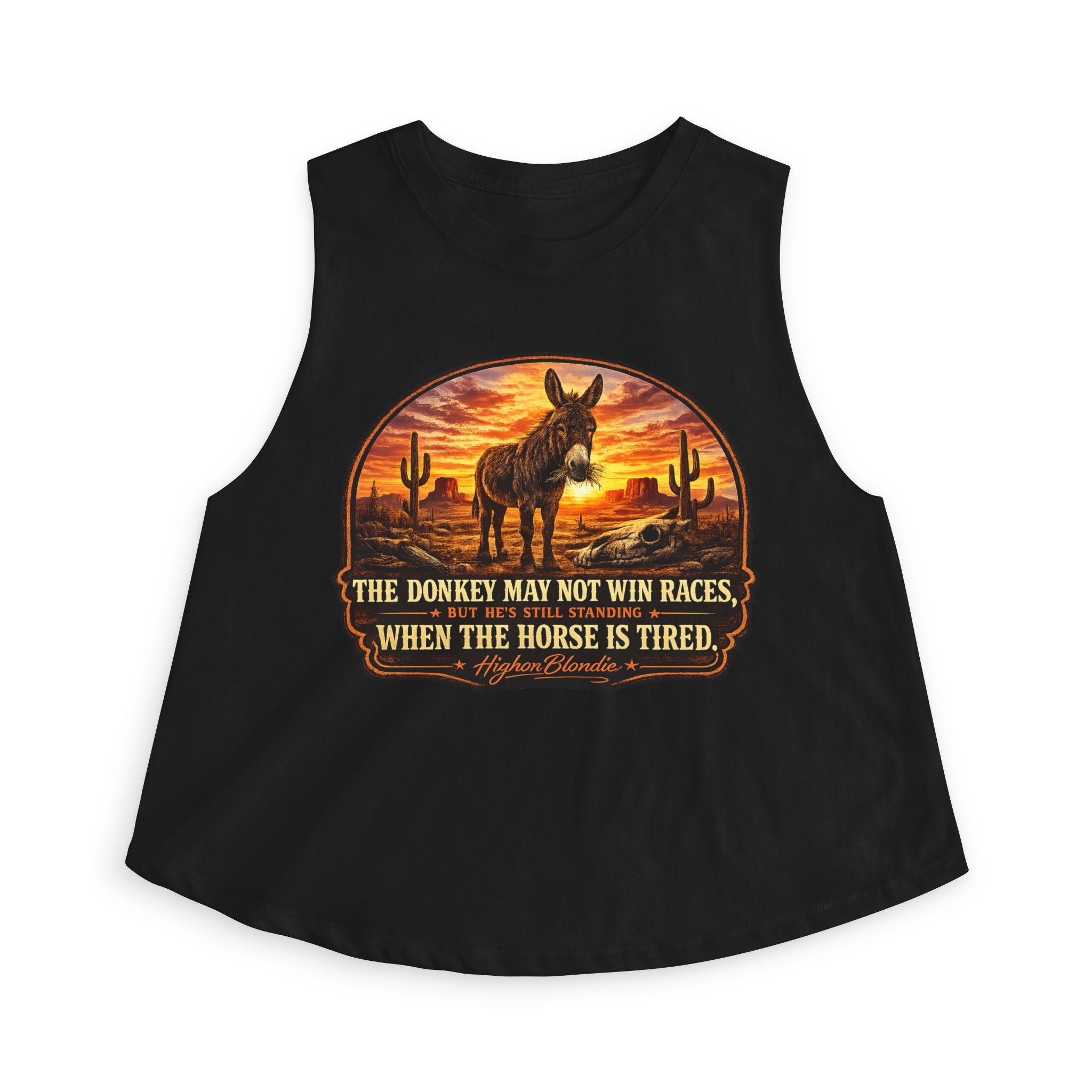 The Donkey May Not Win Races Crop Top | Back Road Collection