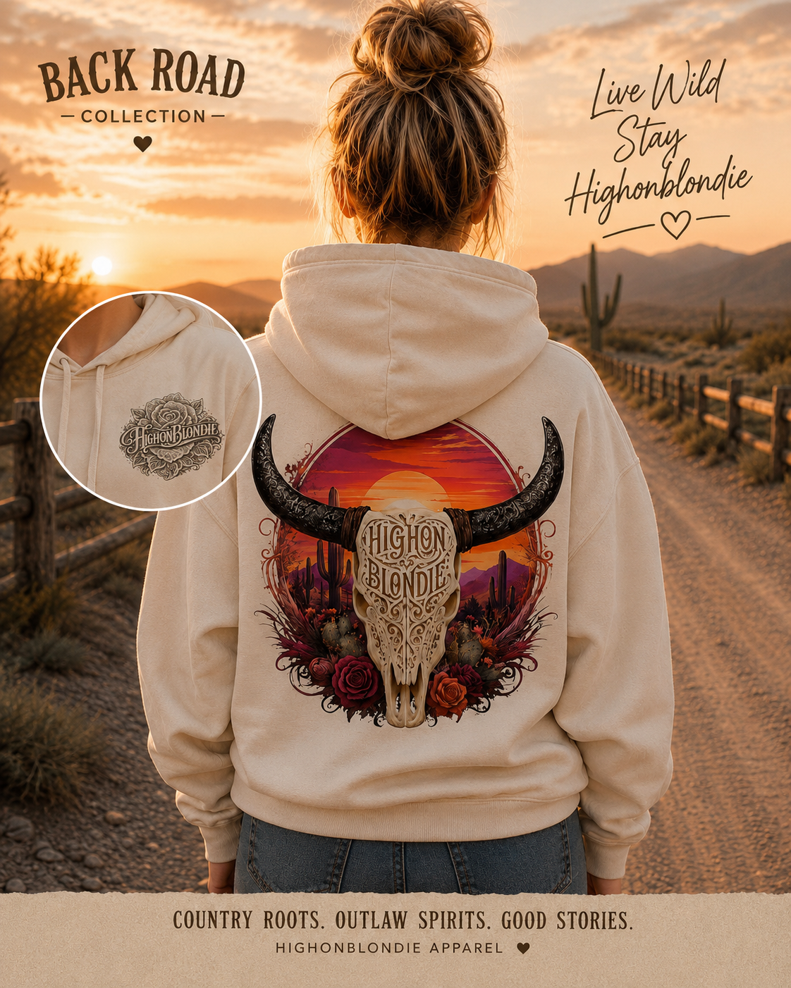 Desert Skull Hoodie | Back Road Collection